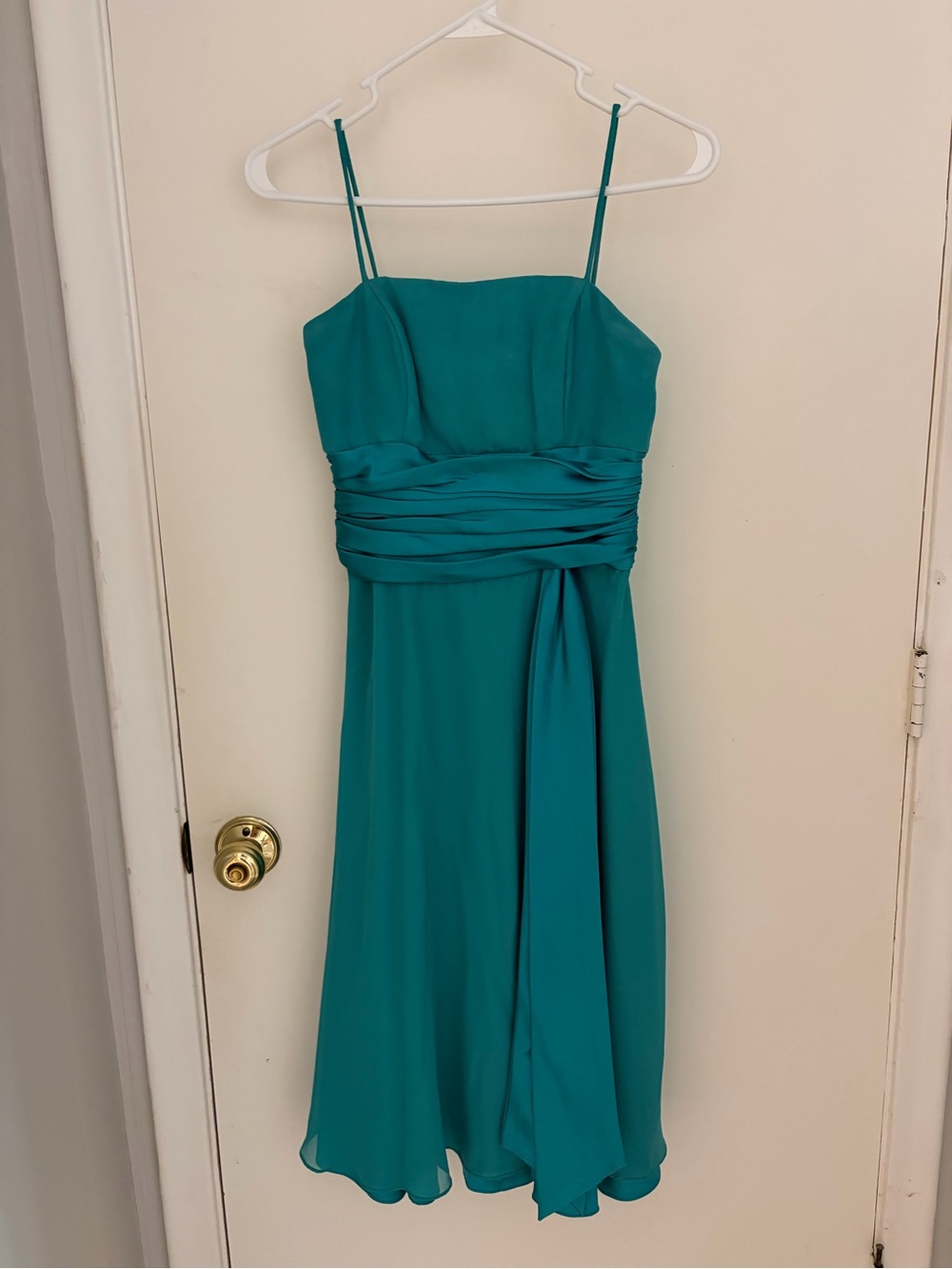 Teal Spaghetti Strap A-Line Dress